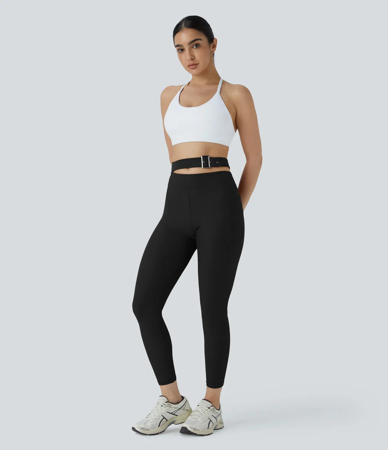 Ribbed Buckle Yoga Leggings