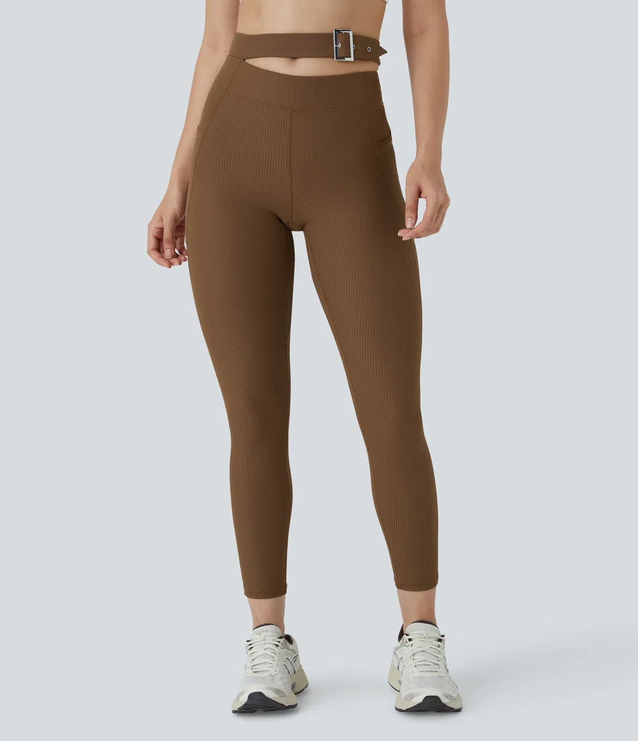 Ribbed Buckle Yoga Leggings