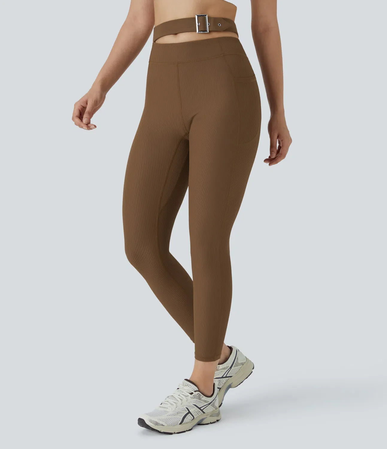 Ribbed Buckle Yoga Leggings