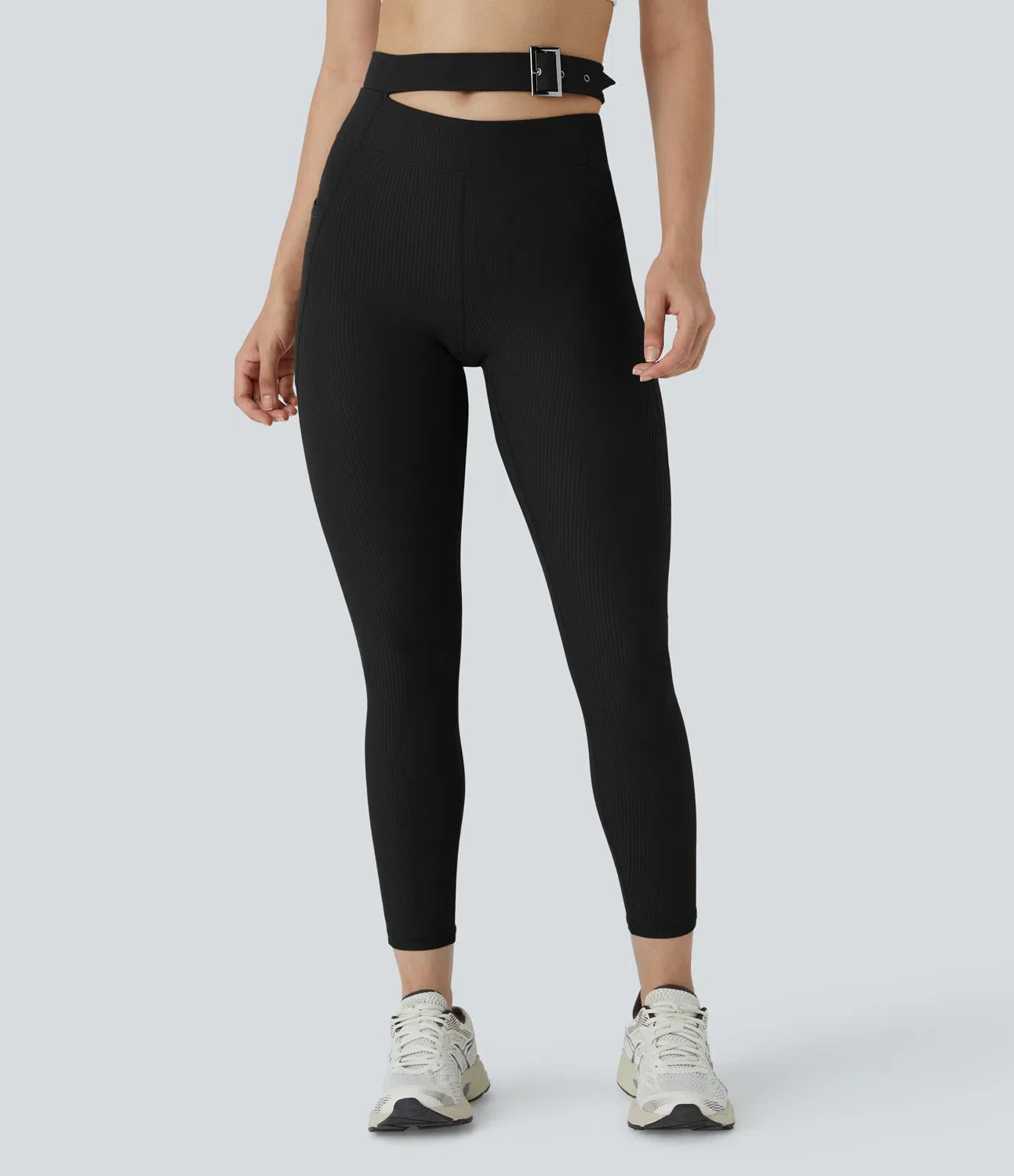 Ribbed Buckle Yoga Leggings